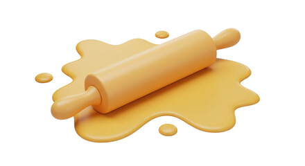 Isolated Rolling Pin on Spill of Yellow Dough