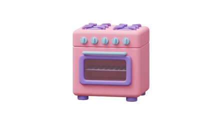 Isolated Pink Stove with Purple Accents