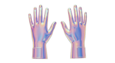 Isolated Iridescent Holographic Hands