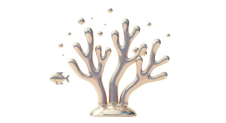Isolated Silver Coral with Fish