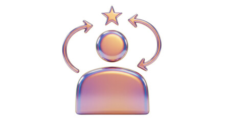Isolated User Icon with Star and Arrows