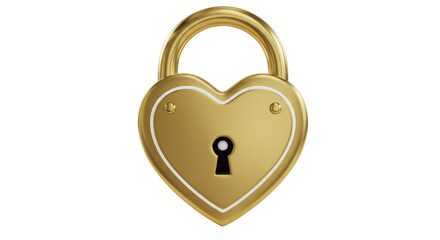 Isolated Golden Heart Shaped Padlock