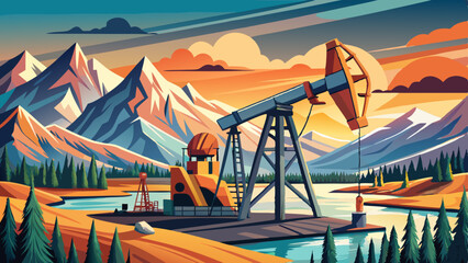 Fototapeta premium Oil Gas Petroleum Industry Pumpjack Alberta Canada