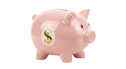 Isolated Piggy Bank with Dollar Sign Sticker