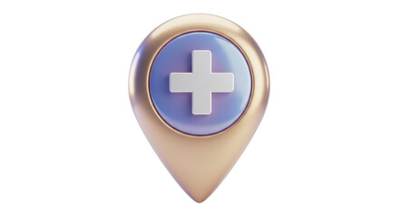 Isolated Map Pointer with Medical Cross Sign