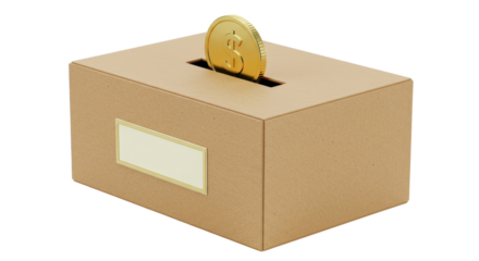 Isolated Coin Donation Box with Empty Label