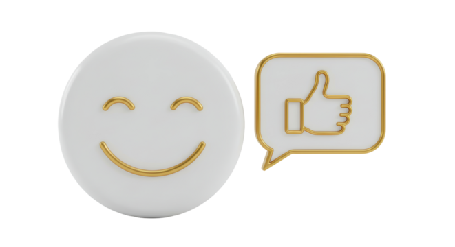 Isolated Smiley Face and Thumbs Up Speech Bubble