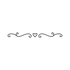 Hand drawn Heart swirl divider