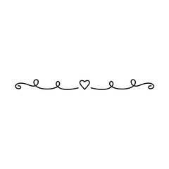 Hand drawn Heart swirl divider