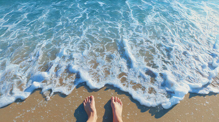 Obraz premium waves rolling over feet