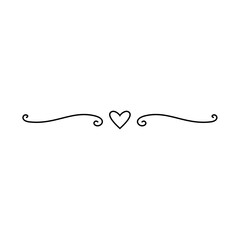Hand drawn Heart swirl divider