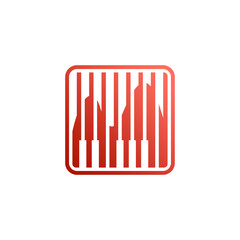 Elegant Red Piano Keys Square Vector Logo