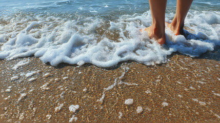 waves rolling over feet