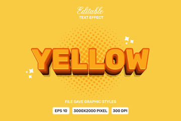 Editable text effect yellow 3d  template style premium vector
