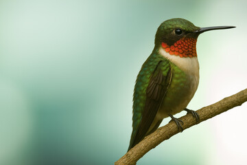 A colorful kingfisher with a striking blue feather perches on a green branch near a small, swift red-billed hummingbird and a wild red-billed hornbill