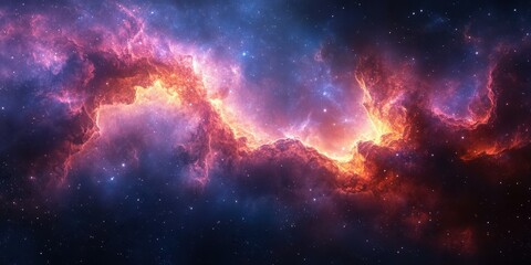 Fototapeta premium Vibrant cosmic nebula showcases swirling gases and stars in deep space environment of the universe