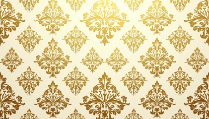 Intricate floral damask pattern in elegant gold and cream , texture, illustration
