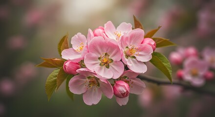 Pink Blossom Blooming on Branch in Springtime