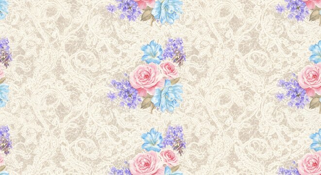 Fototapeta Floral Lace Reverie AI Generated