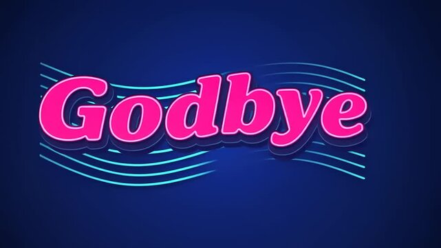 Vibrant farewell message with flowing lines on a blue background, perfect for digital designs