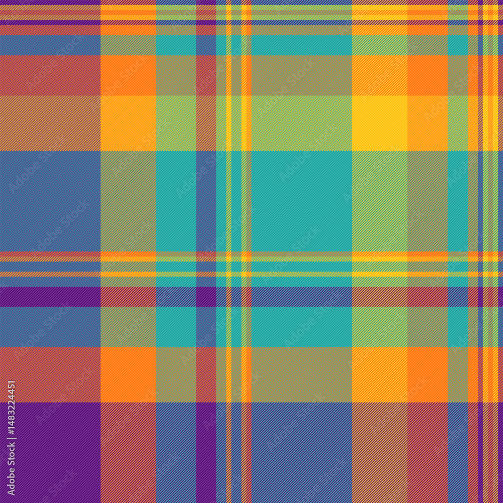 Poster vibrant plaid pattern with intersecting lines. a colorful and classic textile design. use for backgr