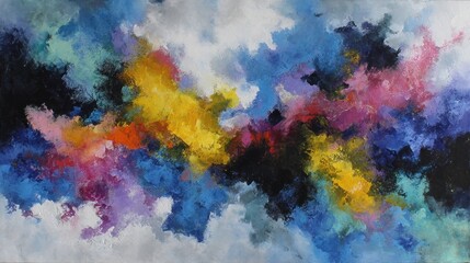 Abstract painting of vibrant cloudscapes