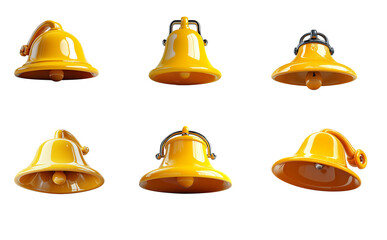 3d Bell Set, Ring, Bell Simple Icon Collection, Notification Ring Bell Set Icon. 3d Social media Reminders, Subscription notices, incoming new messages, isolated alarm sign for apps, 3d notification