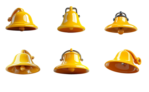 3d Bell Set, Ring, Bell Simple Icon Collection, Notification Ring Bell Set Icon. 3d Social media Reminders, Subscription notices, incoming new messages, isolated alarm sign for apps, 3d notification