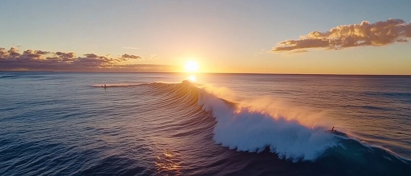 Majestic Sunset Over Ocean Waves