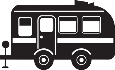 Set of Camping trailers silhouette on a white background