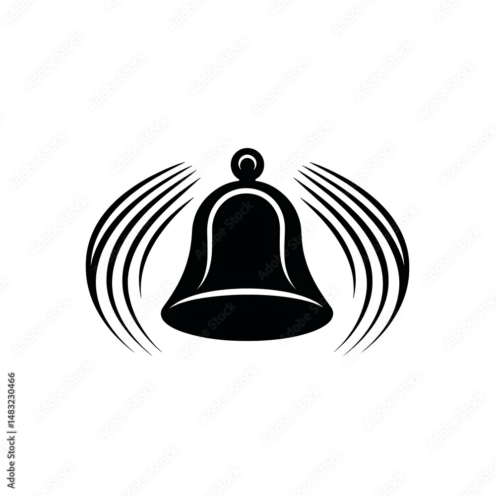 Aufkleber simple vector illustration of a bell sound icon with curved lines for alarm notifications.