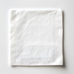 Obraz premium Simple White Paper Napkin Square with Textured Border on Plain Background, Minimalist Style.