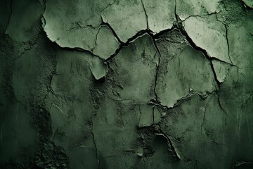 Obraz premium Close-up of cracked, textured green wall.