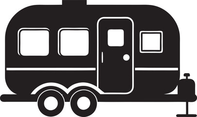 Set of Camping trailers silhouette on a white background