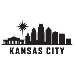 Naklejka premium Kansas City skyline silhouette. Black Kansas City city design Vector black silhouette. with white background