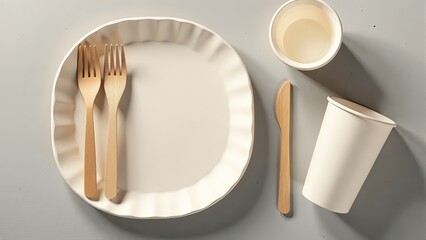 Eco-Friendly Tableware With Plate And Cups
