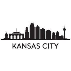 Fototapeta premium Kansas City skyline silhouette. Black Kansas City city design Vector black silhouette. with white background