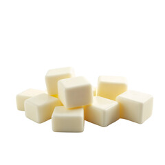 A pile of white cubes of butter