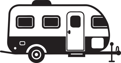 Set of Camping trailers silhouette on a white background