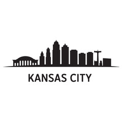 Fototapeta premium Kansas City skyline silhouette. Black Kansas City city design Vector black silhouette. with white background