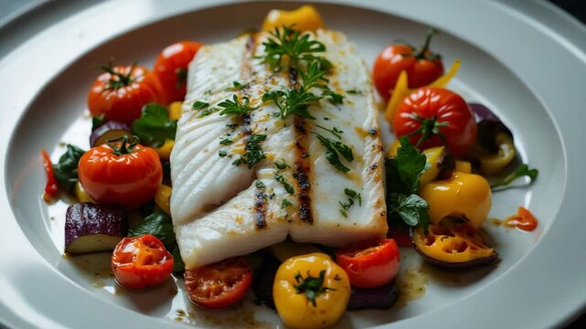 Grilled Fish Fillet with Vegetables
