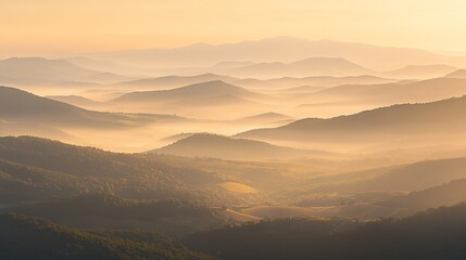 Misty mountain range at dawn