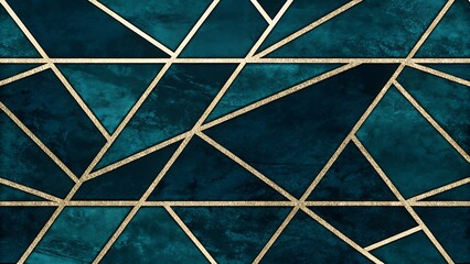 Geometric Teal and Gold Pattern for Modern Design. 