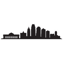 Naklejka premium Kansas City skyline silhouette. Black Kansas City city design Vector black silhouette. with white background