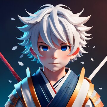 Anime-Samurai-Junge mit gro&szlig;em Schwert