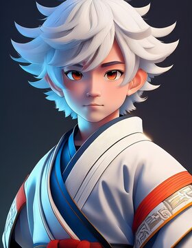 Anime-Samurai-Junge mit gro&szlig;em Schwert