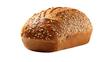 Fresh Loaf of Whole Grain Bread with Sesame Seeds on Transparent Background AI Generated 