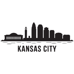 Obraz premium Kansas City skyline silhouette. Black Kansas City city design Vector black silhouette. with white background
