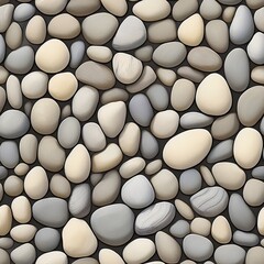 Gleichm&auml;&szlig;iges Steinmuster aus hellen, glatten Kieseln &ndash; nahtlose Struktur