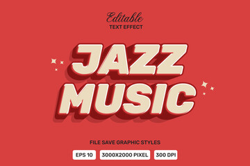 Editable jazz music school text effects 3d template style premium vector.